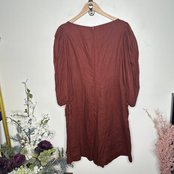 SCANLAN THEODORE Linen Romper Playsuit Rusted Brown Sz 6 {J46} - Picture 3 of 5